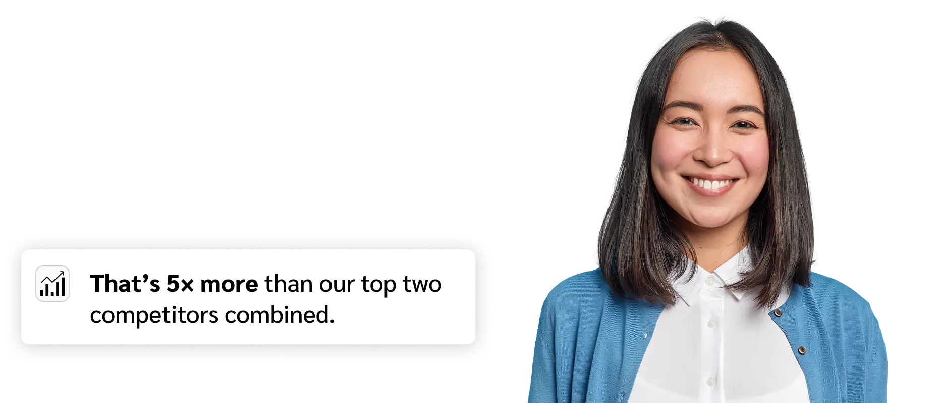 woman smiling with a stat